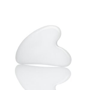 Strumento da massaggio viso in vetro Gua Sha № 2, colore: bianco
