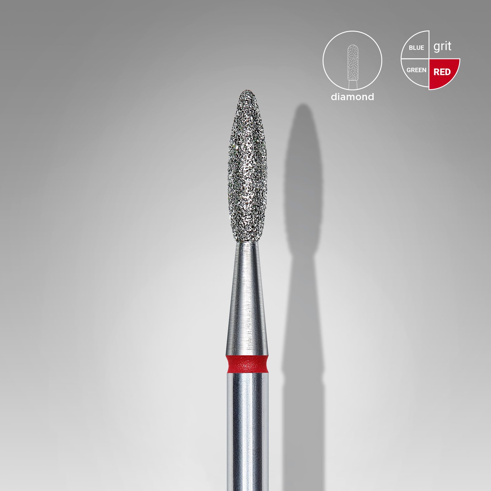 FA10R021_8_im1 Punta diamantata Fiamma, colore rosso, diametro 2,1 mm / lunghezza punta 8 mm - immagine 1