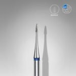 Punta diamantata Fiamma mini, colore blu, diametro 1 mm / lunghezza punta 3 mm