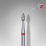 Punta diamantata goccia, colore rosso, diametro 2,3 mm / lungezza punta 5 mm