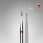 Punta diamantata Gemma arrotondata, colore rosso, diametro 1,2 mm / lunghezza punta 3 mm