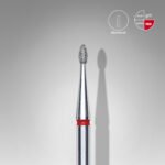 Punta diamantata Gemma arrotondata, colore rosso, diametro1,6 mm / lunghezza punta 3,4 mm