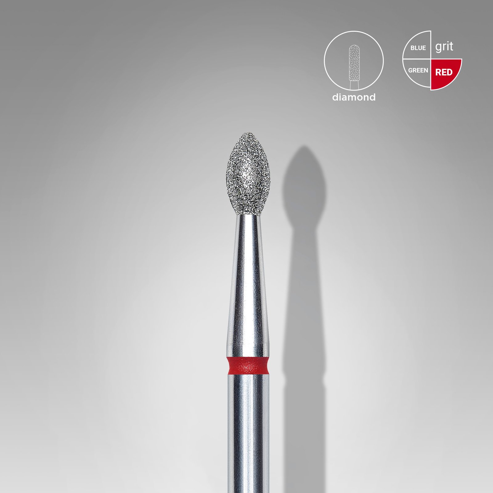 FA60R025_4.5_im1 Punta diamantata Gemma appuntita, colore rosso, diametro 2,5 mm / lunghezza punta 4,5 mm - immagine 1