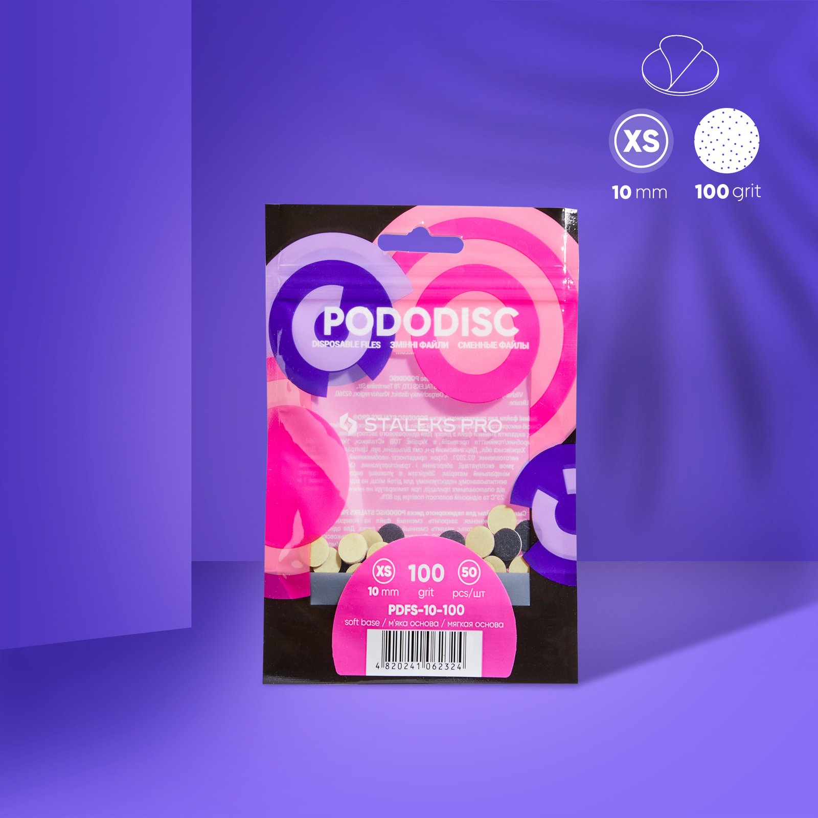 PDF-10-100_im1 Ricambi per disco per pedicure PODODISC STALEKS PRO XS, grana 100 (50 pz.) - immagine 1
