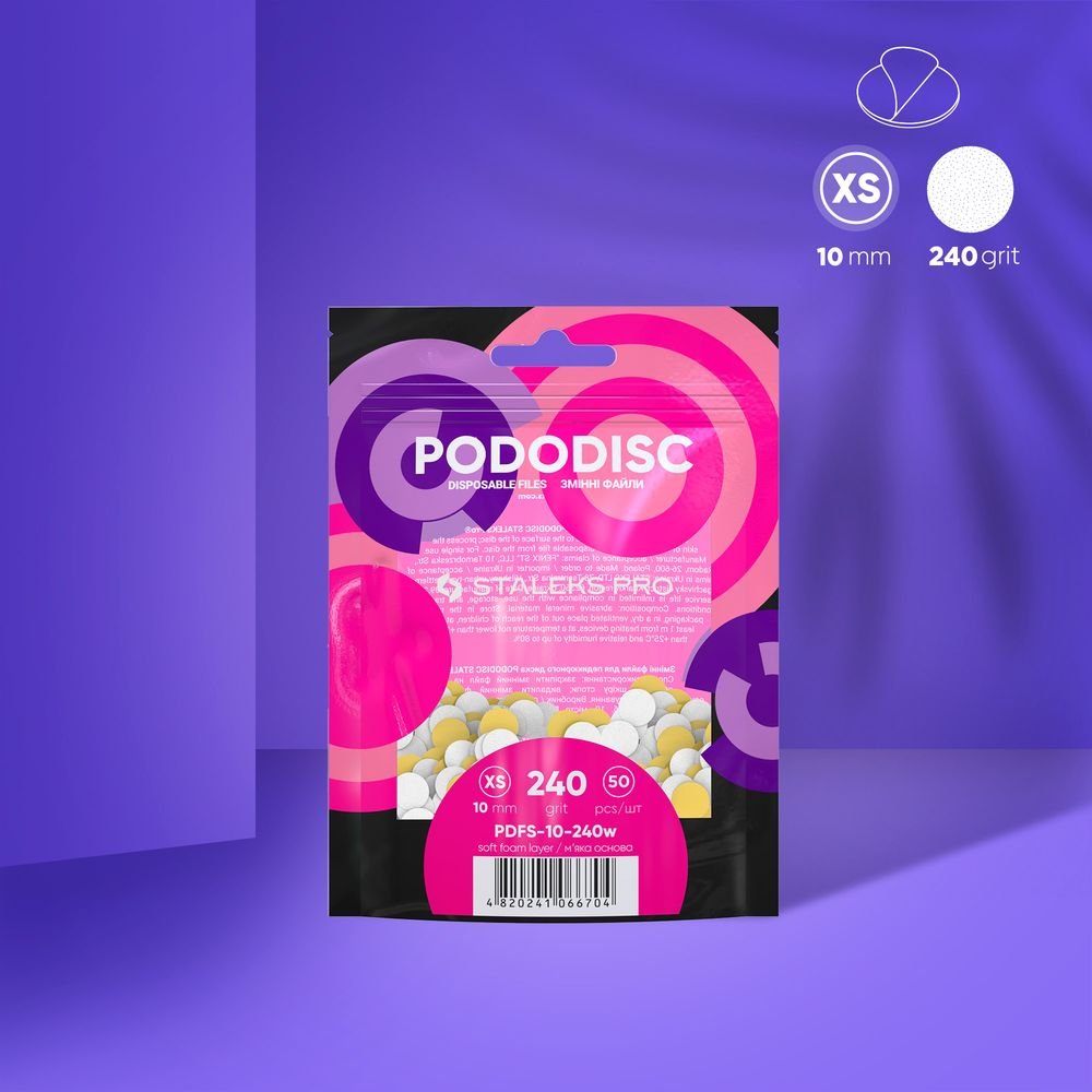 PDFS-10-240w_im1 Ricambi su base morbida per il disco per pedicure PODODISC STALEKS PRO XS, grana 240 (50 pz.), colore bianco - immagine 1