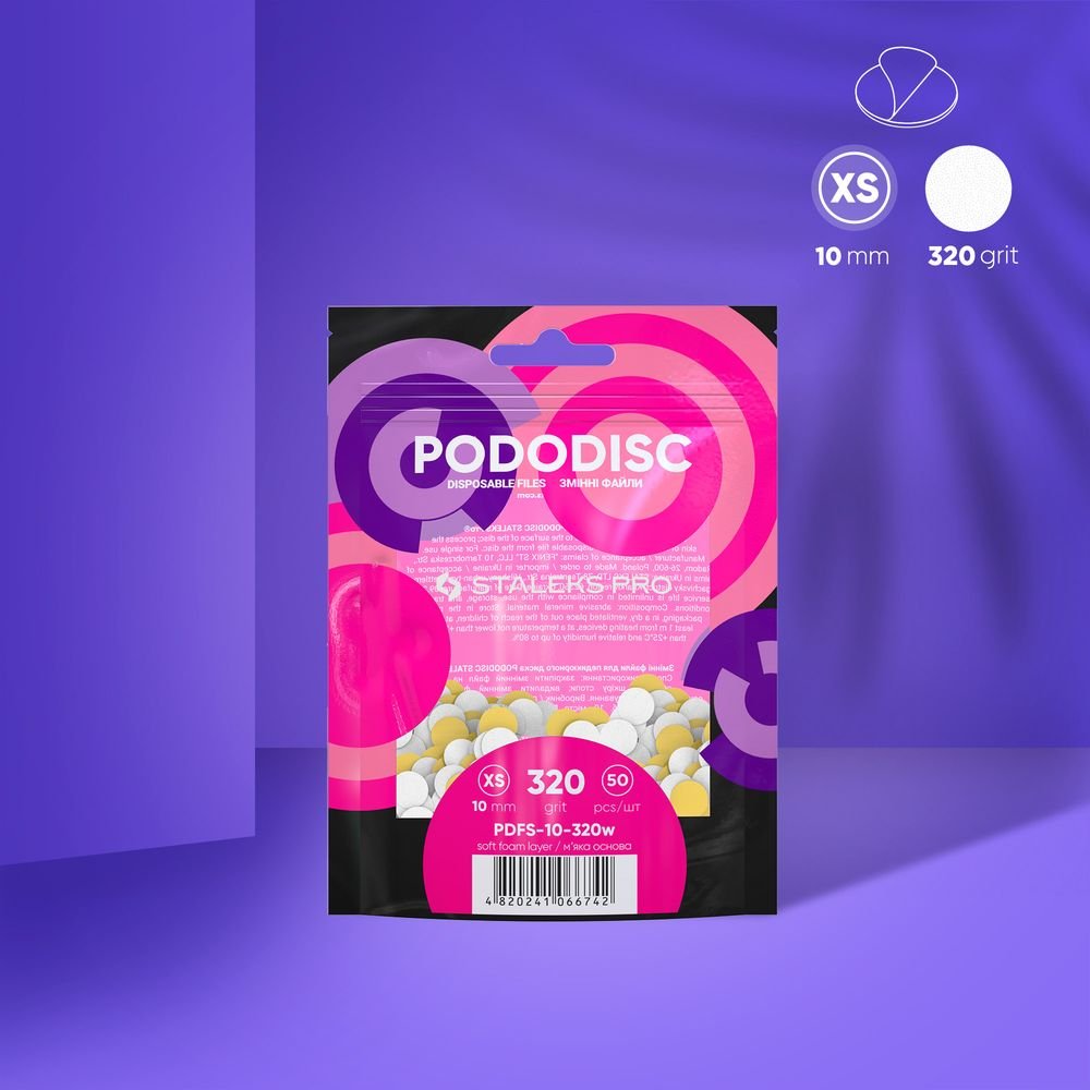 PDFS-10-320w_im1 Ricambi su base morbida per il disco per pedicure PODODISC STALEKS PRO XS, grana 320 (50 pz.), colore bianco - immagine 1