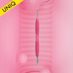 Spatola per manicure con manico in silicone "Gummy" UNIQ 11 TIPO 2 (punta "bastoncino d'arancio" + punta "anello)