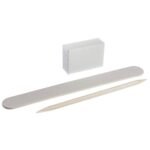 Set monouso per manicure, colore: bianco (lima 120/120, buff 120/120, stick arancione)