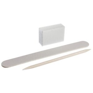 Set monouso per manicure, colore: bianco (lima 120/120, buff 120/120, stick arancione)
