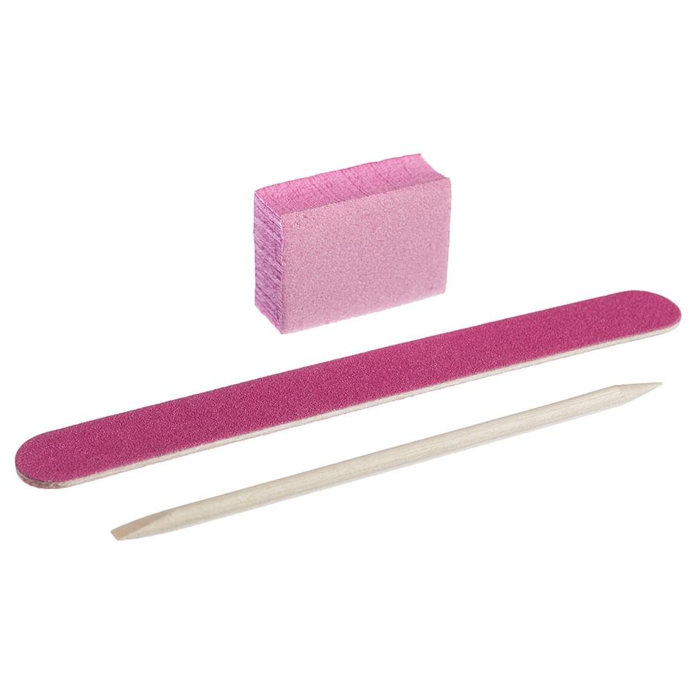 roz-1000x1000 Set monouso per manicure, colore: rosa (lima 120/120, buff 120/120, stick arancione) - immagine 1