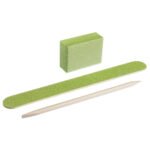 Set monouso per manicure, colore: verde (sega 120/120, lucidatore 120/120, stick arancione)