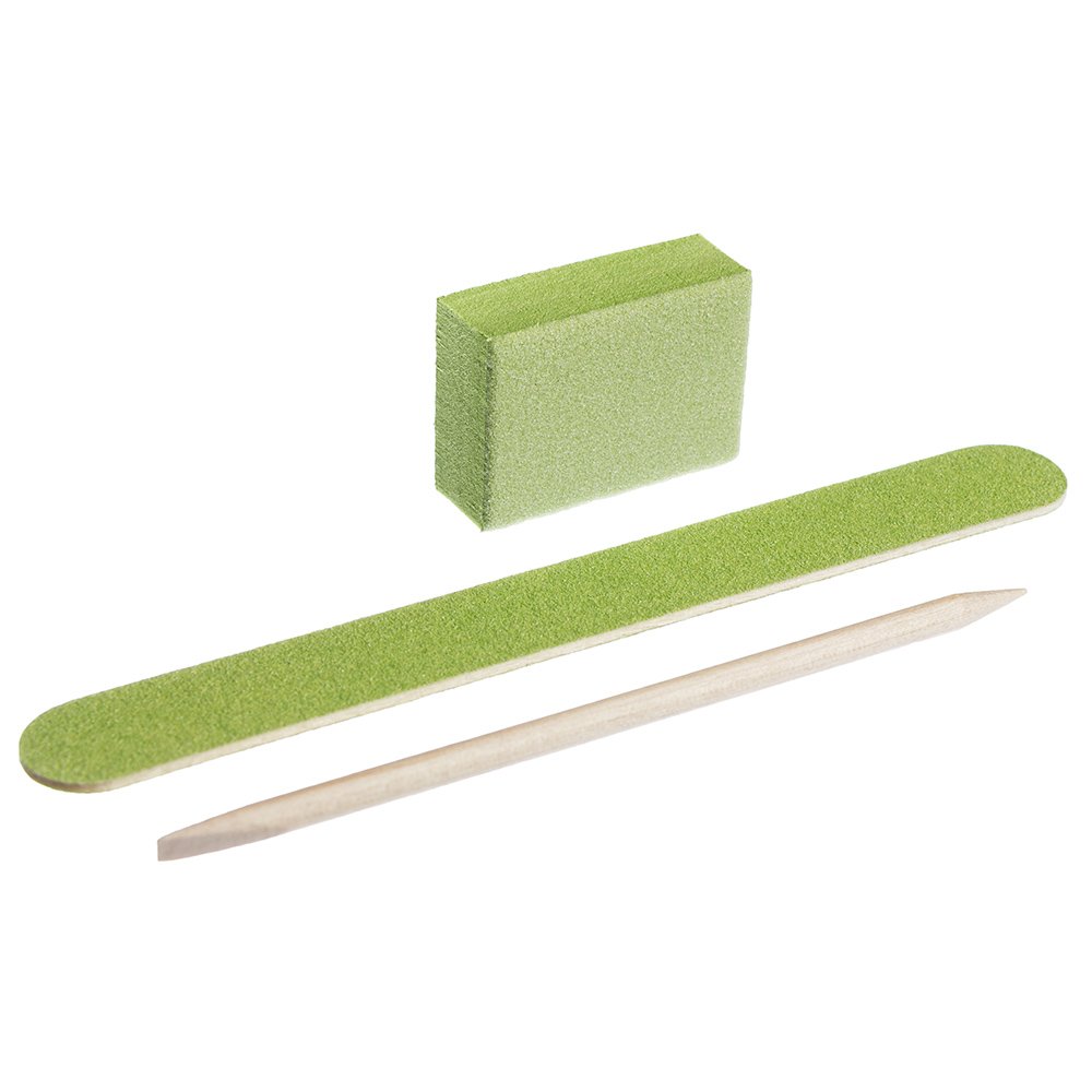 zel-1000x1000 Set monouso per manicure, colore: verde (sega 120/120, lucidatore 120/120, stick arancione) - immagine 1