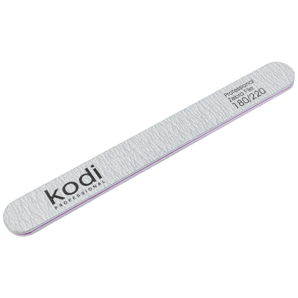 №139-180-220-1000x1000 Lima Unghie Rettangolare _139, colore: grigio chiaro, elementi laterali: viola, dimensioni: 178*19*4 mm, con logo Kodi Professional - immagine 1