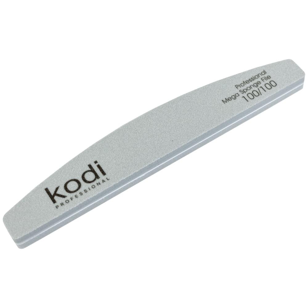 №154-100-100-1000x1000 _154 Lima-buff per unghie a forma di "Crescent", colore: grigio, elementi laterali: bianchi, dimensione: 178*28*11,5 mm, con logo "Kodi Professional" - immagine 1